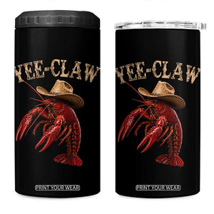 Funny Cowboy Crawfish 4 in 1 Can Cooler Tumbler Yee Claw Funny Crawfish Cajun Seafood Festival TS10 One Size: 16 oz Black Print Your Wear