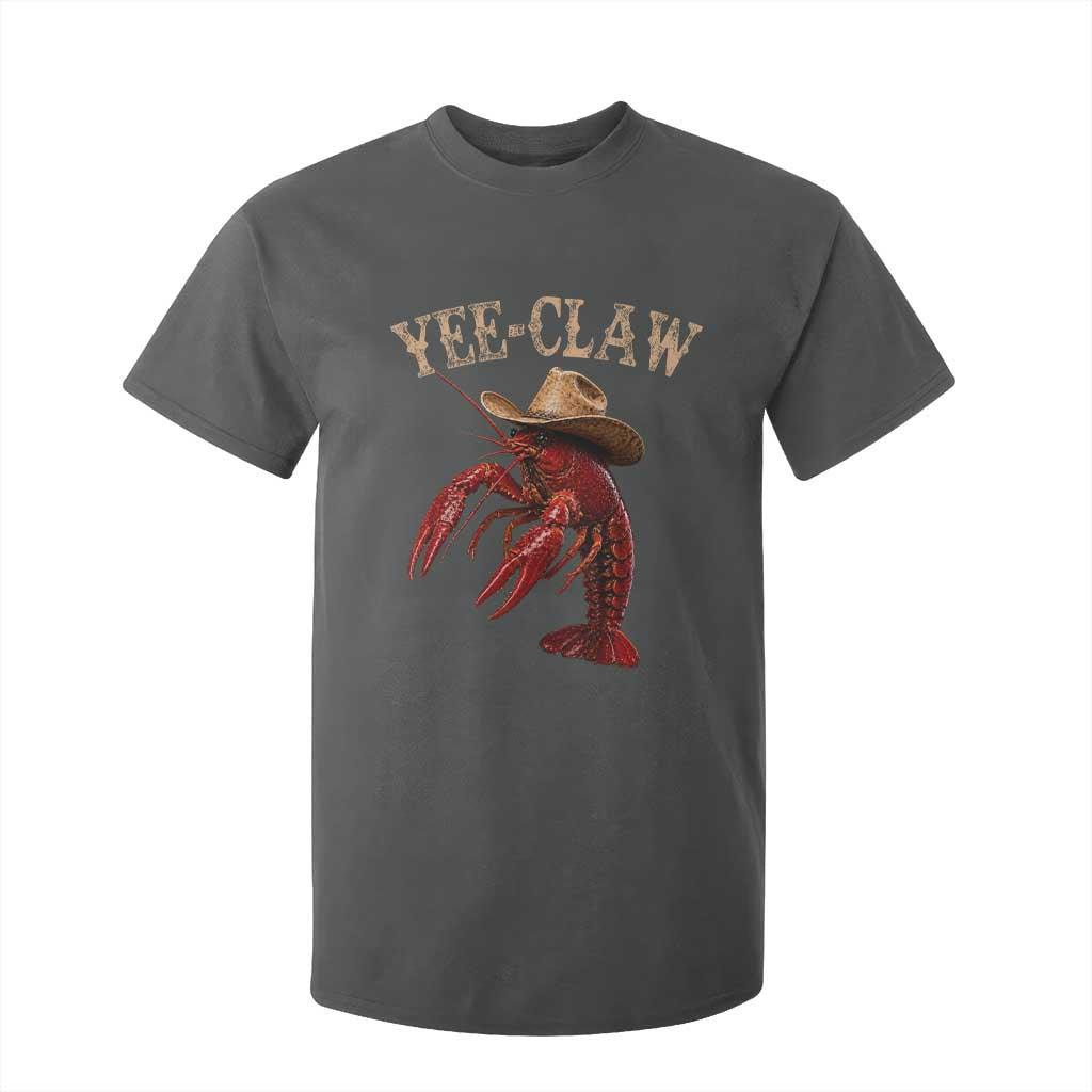 Funny Cowboy Crawfish T Shirt For Kid Yee Claw Funny Crawfish Cajun Seafood Festival TS10 Dark Heather Print Your Wear