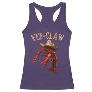 Funny Cowboy Crawfish Racerback Tank Top Yee Claw Funny Crawfish Cajun Seafood Festival TS10 Purple Print Your Wear