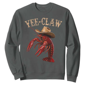 Funny Cowboy Crawfish Sweatshirt Yee Claw Funny Crawfish Cajun Seafood Festival TS10 Dark Heather Print Your Wear