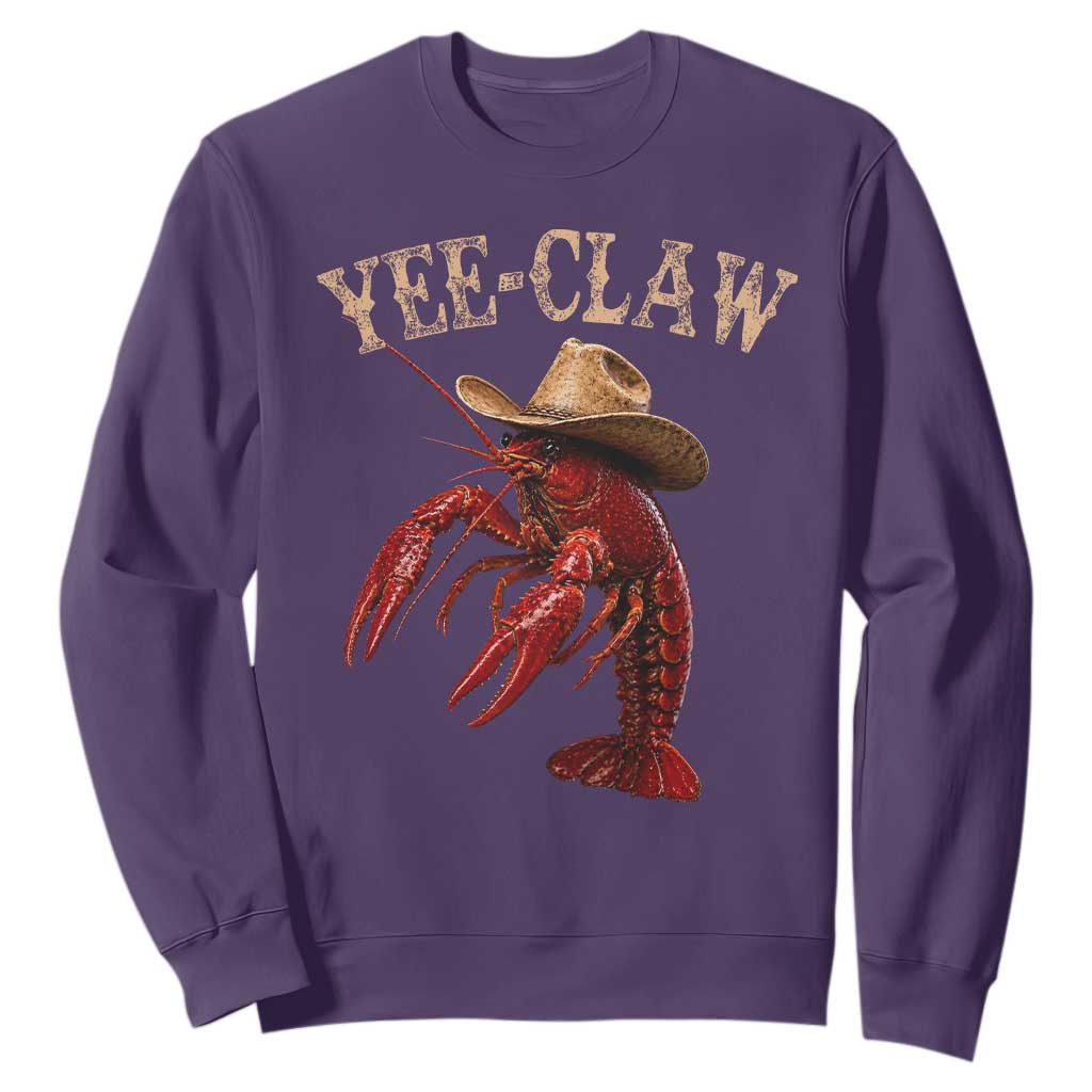 Funny Cowboy Crawfish Sweatshirt Yee Claw Funny Crawfish Cajun Seafood Festival TS10 Purple Print Your Wear