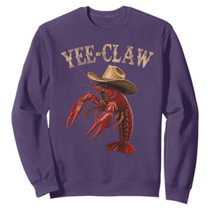 Funny Cowboy Crawfish Sweatshirt Yee Claw Funny Crawfish Cajun Seafood Festival TS10 Purple Print Your Wear