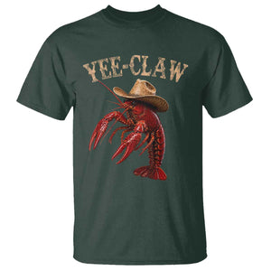 Funny Cowboy Crawfish T Shirt Yee Claw Funny Crawfish Cajun Seafood Festival TS10 Dark Forest Green Print Your Wear