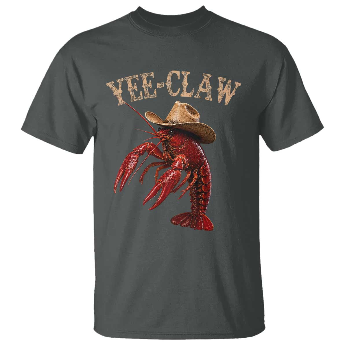 Funny Cowboy Crawfish T Shirt Yee Claw Funny Crawfish Cajun Seafood Festival TS10 Dark Heather Print Your Wear