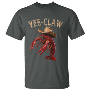 Funny Cowboy Crawfish T Shirt Yee Claw Funny Crawfish Cajun Seafood Festival TS10 Dark Heather Print Your Wear