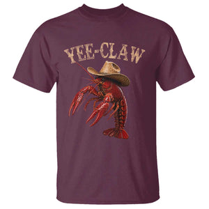 Funny Cowboy Crawfish T Shirt Yee Claw Funny Crawfish Cajun Seafood Festival TS10 Maroon Print Your Wear