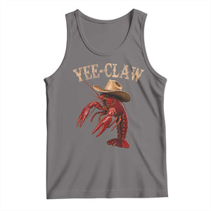 Funny Cowboy Crawfish Tank Top Yee Claw Funny Crawfish Cajun Seafood Festival TS10 Deep Heather Print Your Wear