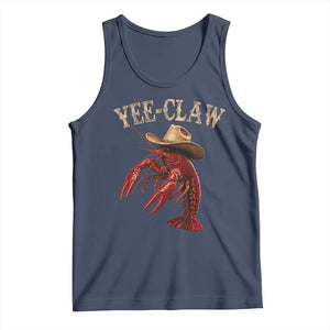 Funny Cowboy Crawfish Tank Top Yee Claw Funny Crawfish Cajun Seafood Festival TS10 Navy Print Your Wear