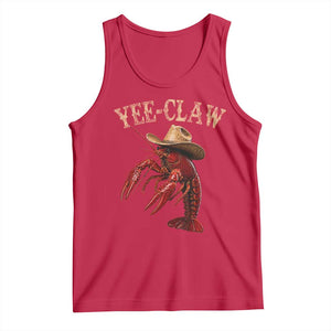 Funny Cowboy Crawfish Tank Top Yee Claw Funny Crawfish Cajun Seafood Festival TS10 Red Print Your Wear