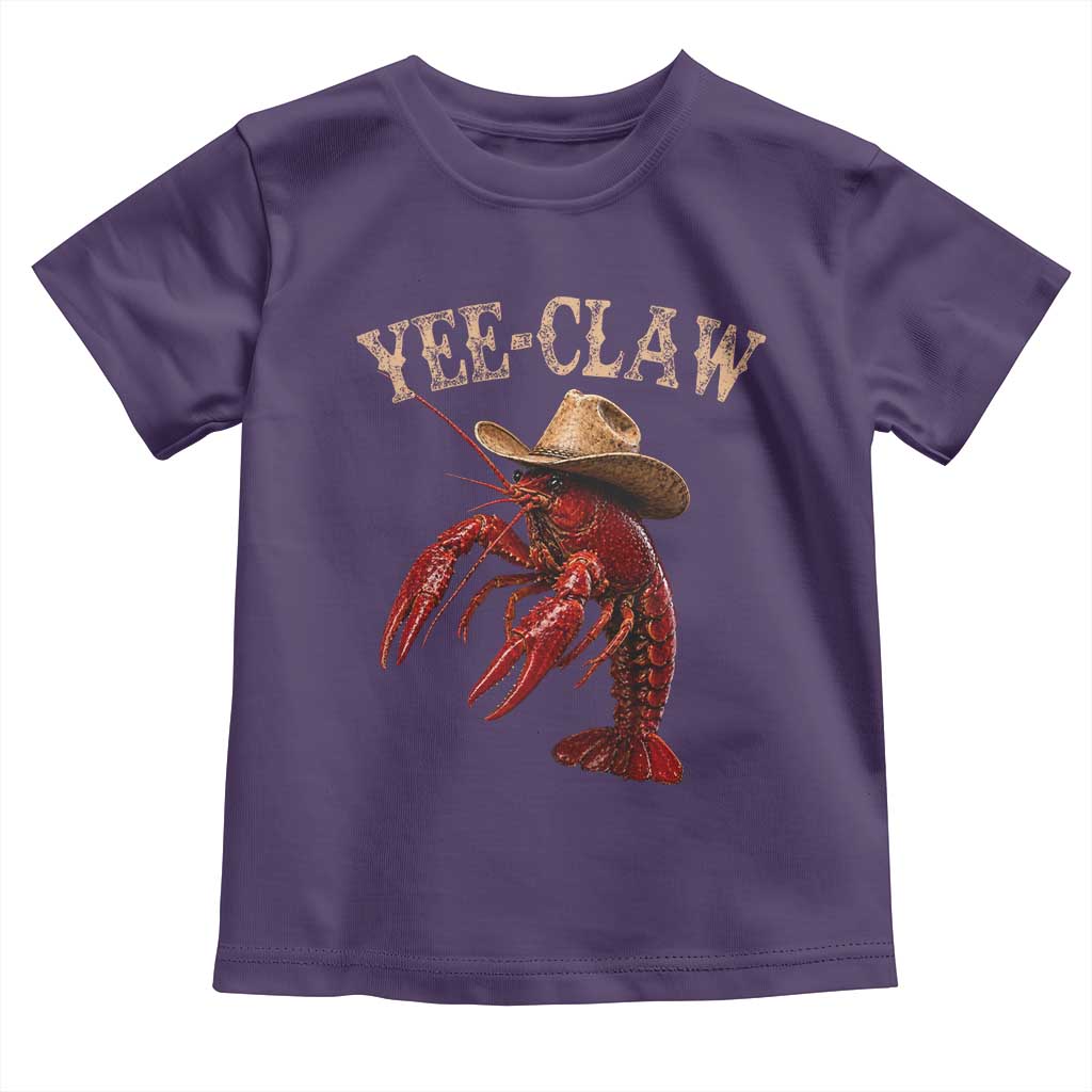 Funny Cowboy Crawfish Toddler T Shirt Yee Claw Funny Crawfish Cajun Seafood Festival TS10 Purple Print Your Wear