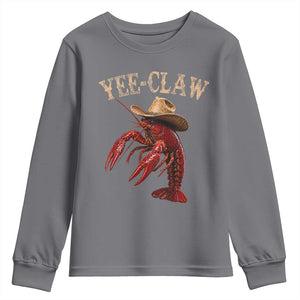 Funny Cowboy Crawfish Youth Sweatshirt Yee Claw Funny Crawfish Cajun Seafood Festival TS10 Charcoal Print Your Wear