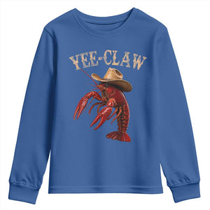 Funny Cowboy Crawfish Youth Sweatshirt Yee Claw Funny Crawfish Cajun Seafood Festival TS10 Royal Blue Print Your Wear