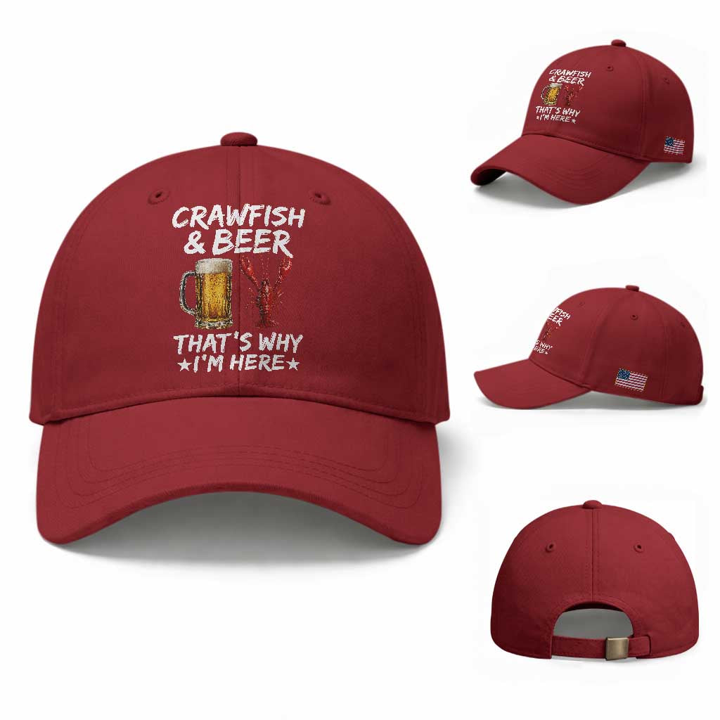 Crawfish Beer Lovers Baseball Cap Funny Crawfish Cajun Seafood Festival Daddy Crawfish TS10 Baseball Cap Universal Fit Cherry Red Print Your Wear