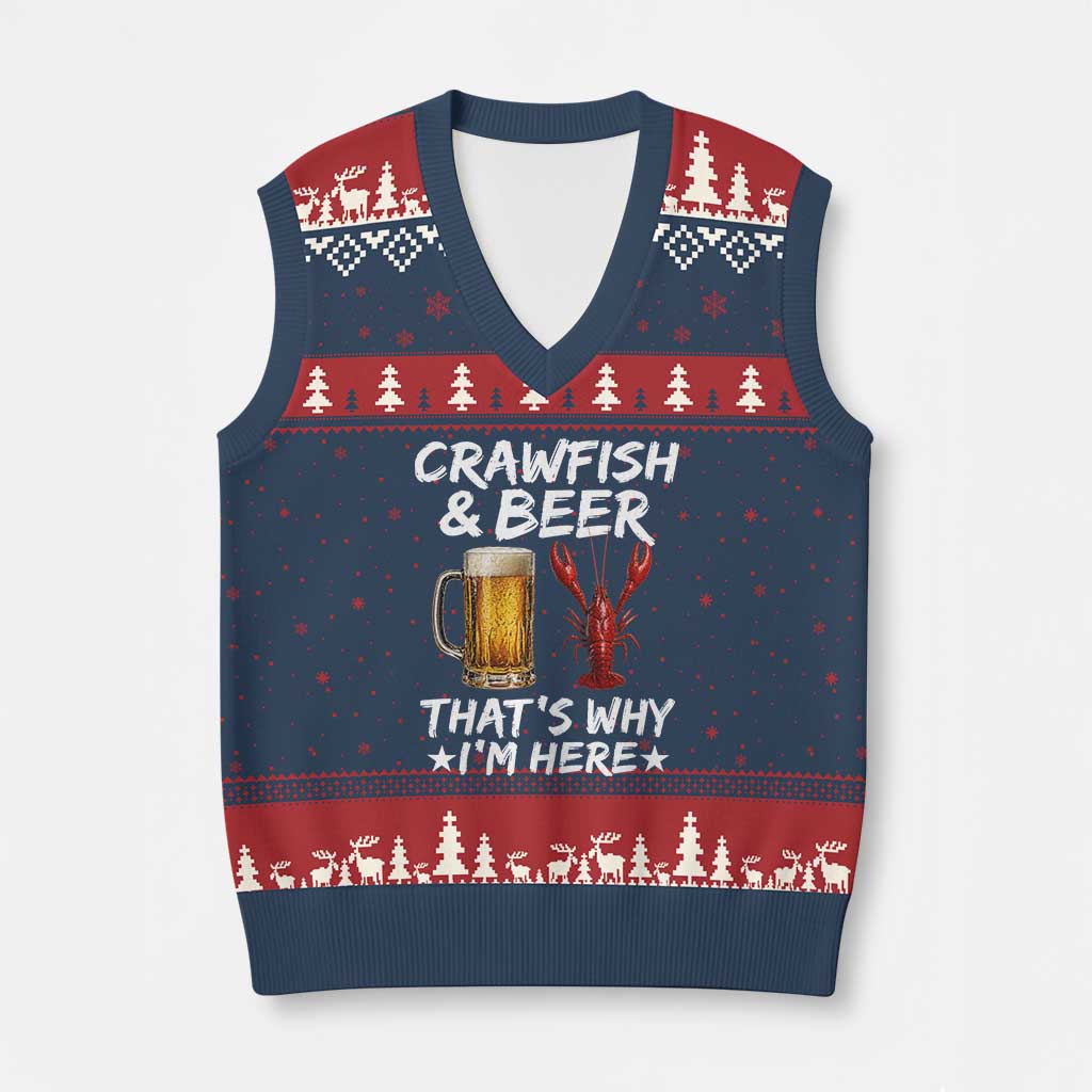 Crawfish Beer Lovers V-Neck Knit Sweater Vest Funny Crawfish Cajun Seafood Festival Daddy Crawfish TS10 Navy Red Print Your Wear