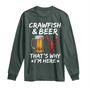 Crawfish Beer Lovers Long Sleeve Shirt Funny Crawfish Cajun Seafood Festival Daddy Crawfish TS10 Dark Forest Green Print Your Wear
