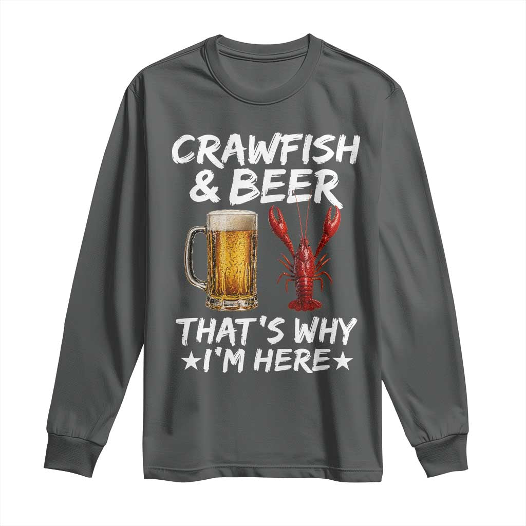 Crawfish Beer Lovers Long Sleeve Shirt Funny Crawfish Cajun Seafood Festival Daddy Crawfish TS10 Dark Heather Print Your Wear