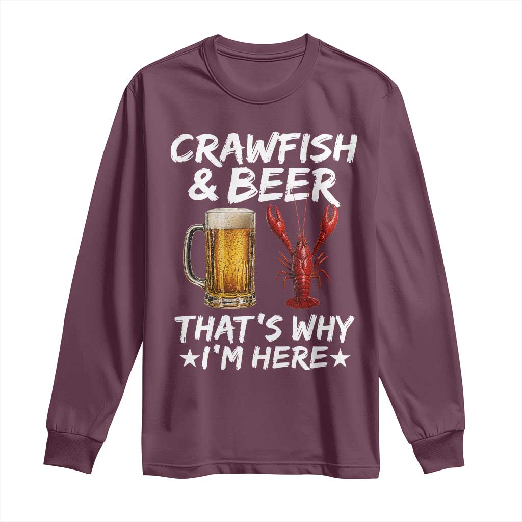 Crawfish Beer Lovers Long Sleeve Shirt Funny Crawfish Cajun Seafood Festival Daddy Crawfish TS10 Maroon Print Your Wear