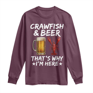 Crawfish Beer Lovers Long Sleeve Shirt Funny Crawfish Cajun Seafood Festival Daddy Crawfish TS10 Maroon Print Your Wear