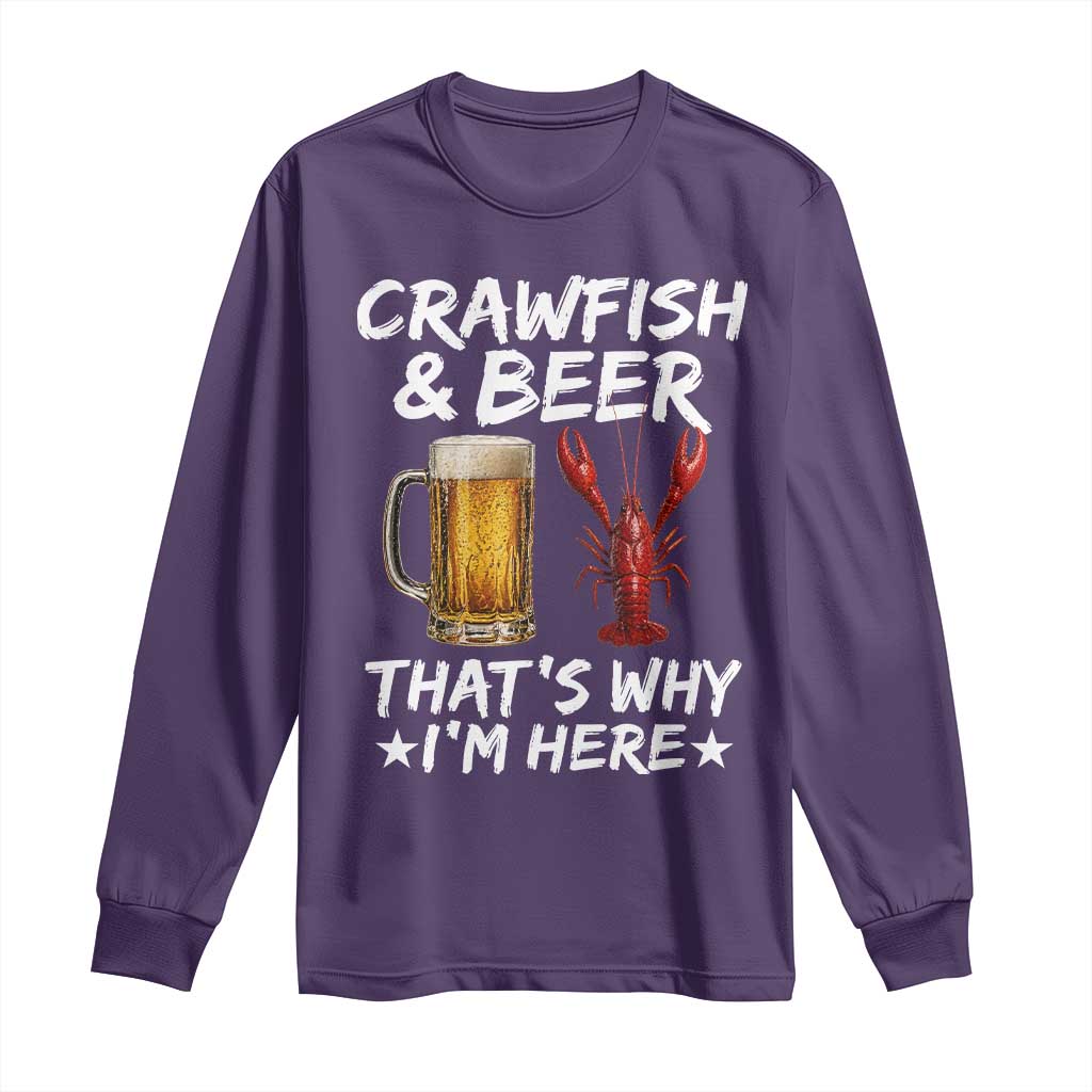 Crawfish Beer Lovers Long Sleeve Shirt Funny Crawfish Cajun Seafood Festival Daddy Crawfish TS10 Purple Print Your Wear