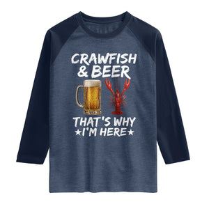 Crawfish Beer Lovers Raglan Shirt Funny Crawfish Cajun Seafood Festival Daddy Crawfish TS10 Heather Denim Navy Print Your Wear