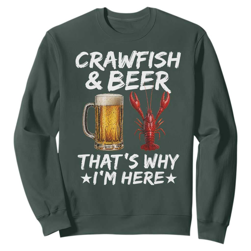 Crawfish Beer Lovers Sweatshirt Funny Crawfish Cajun Seafood Festival Daddy Crawfish TS10 Dark Forest Green Print Your Wear