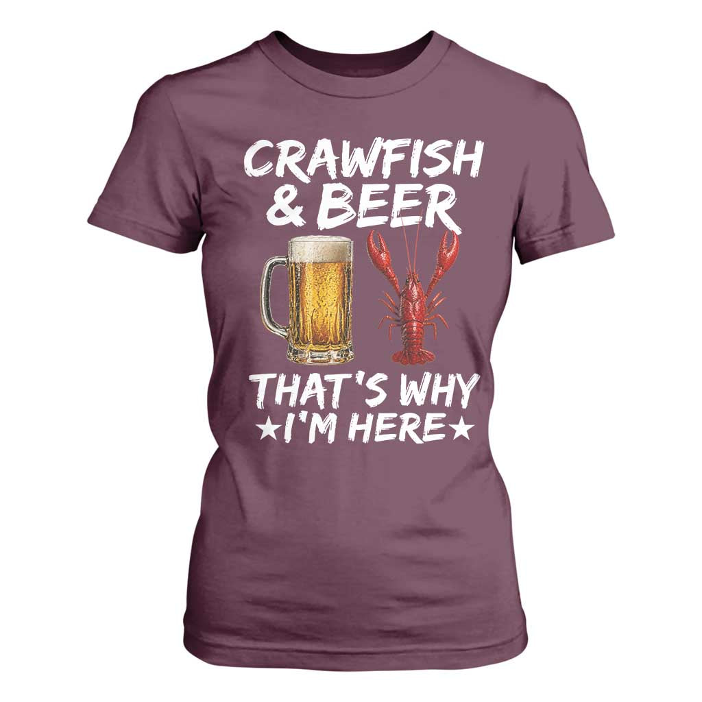 Crawfish Beer Lovers T Shirt For Women Funny Crawfish Cajun Seafood Festival Daddy Crawfish TS10 Maroon Print Your Wear