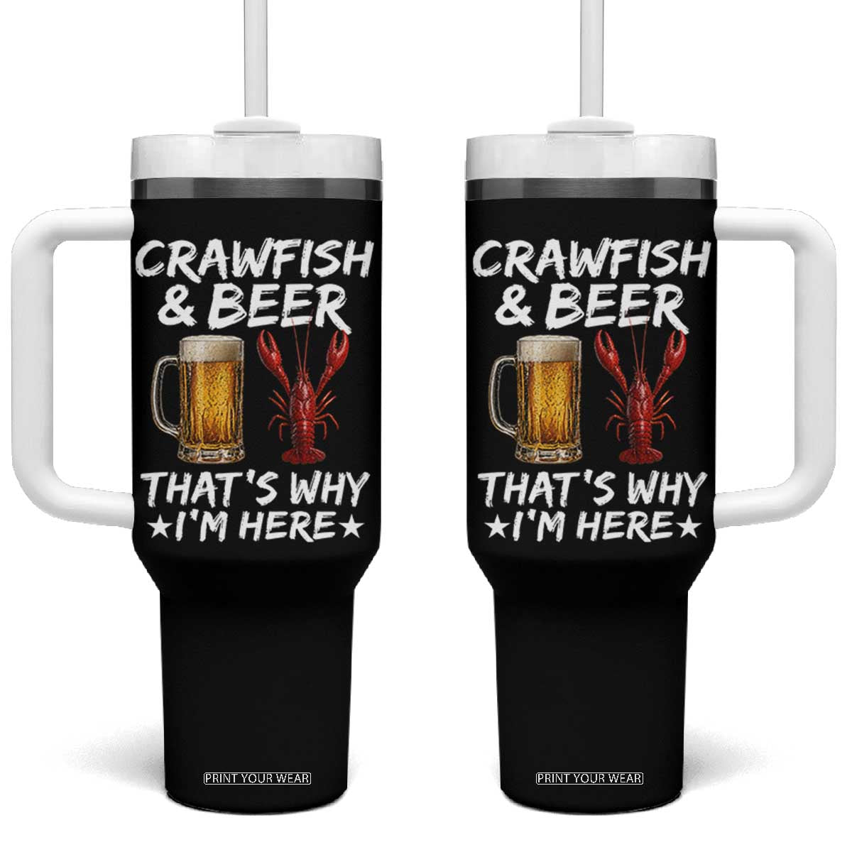 Crawfish Beer Lovers Tumbler With Handle Funny Crawfish Cajun Seafood Festival Daddy Crawfish TS10 One Size: 40 oz Black Print Your Wear