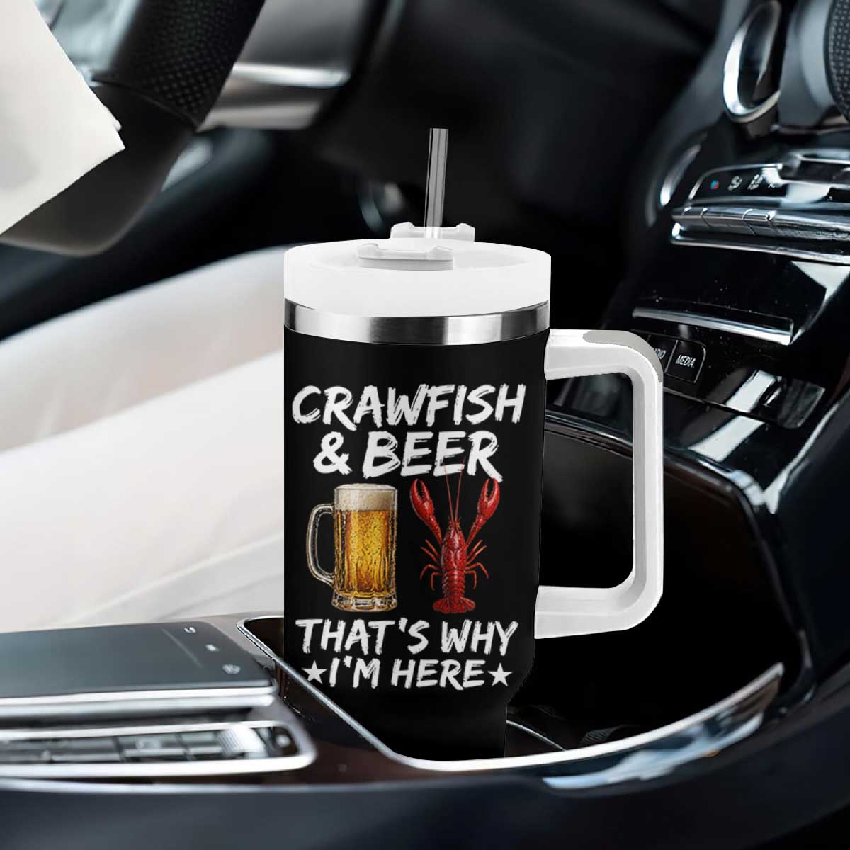 Crawfish Beer Lovers Tumbler With Handle Funny Crawfish Cajun Seafood Festival Daddy Crawfish TS10 Print Your Wear