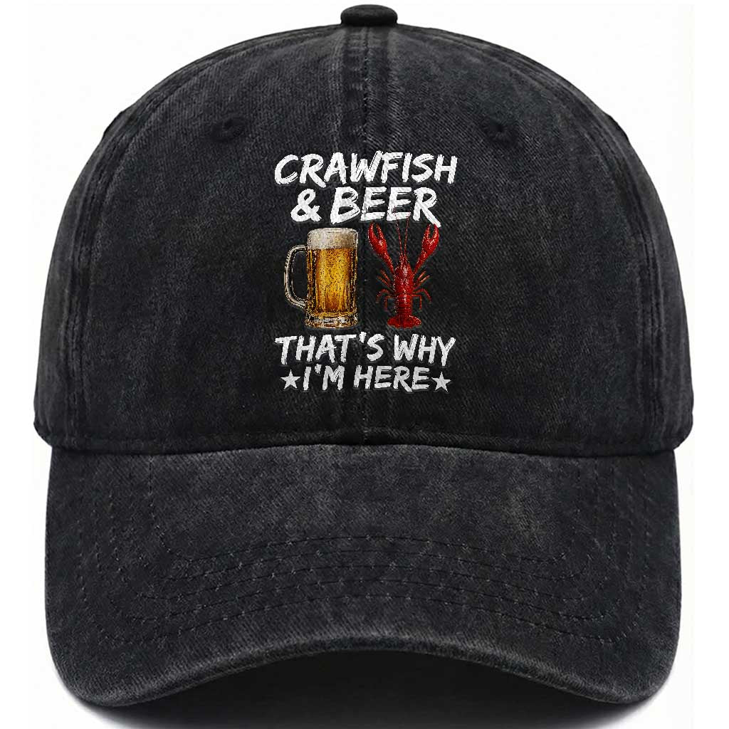 Crawfish Beer Lovers Washed Cotton Baseball Cap Funny Crawfish Cajun Seafood Festival Daddy Crawfish TS10 Print Your Wear