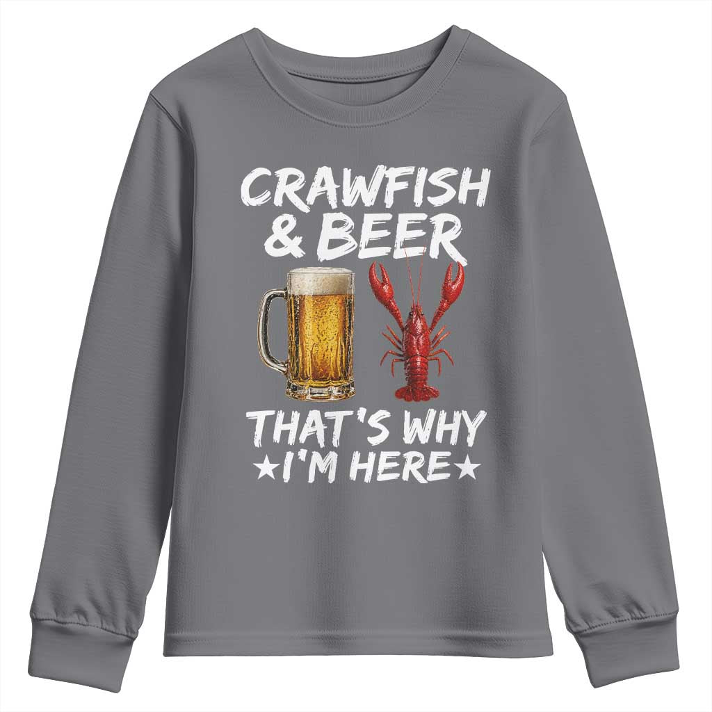 Crawfish Beer Lovers Youth Sweatshirt Funny Crawfish Cajun Seafood Festival Daddy Crawfish TS10 Charcoal Print Your Wear