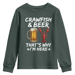 Crawfish Beer Lovers Youth Sweatshirt Funny Crawfish Cajun Seafood Festival Daddy Crawfish TS10 Dark Forest Green Print Your Wear