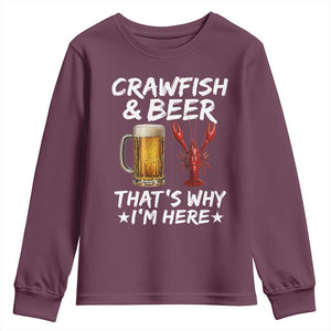 Crawfish Beer Lovers Youth Sweatshirt Funny Crawfish Cajun Seafood Festival Daddy Crawfish TS10 Maroon Print Your Wear