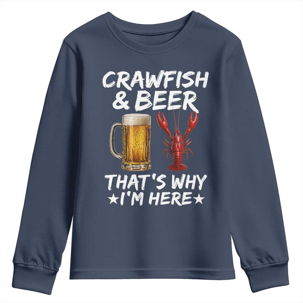 Crawfish Beer Lovers Youth Sweatshirt Funny Crawfish Cajun Seafood Festival Daddy Crawfish TS10 Navy Print Your Wear