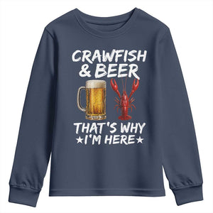 Crawfish Beer Lovers Youth Sweatshirt Funny Crawfish Cajun Seafood Festival Daddy Crawfish TS10 Navy Print Your Wear