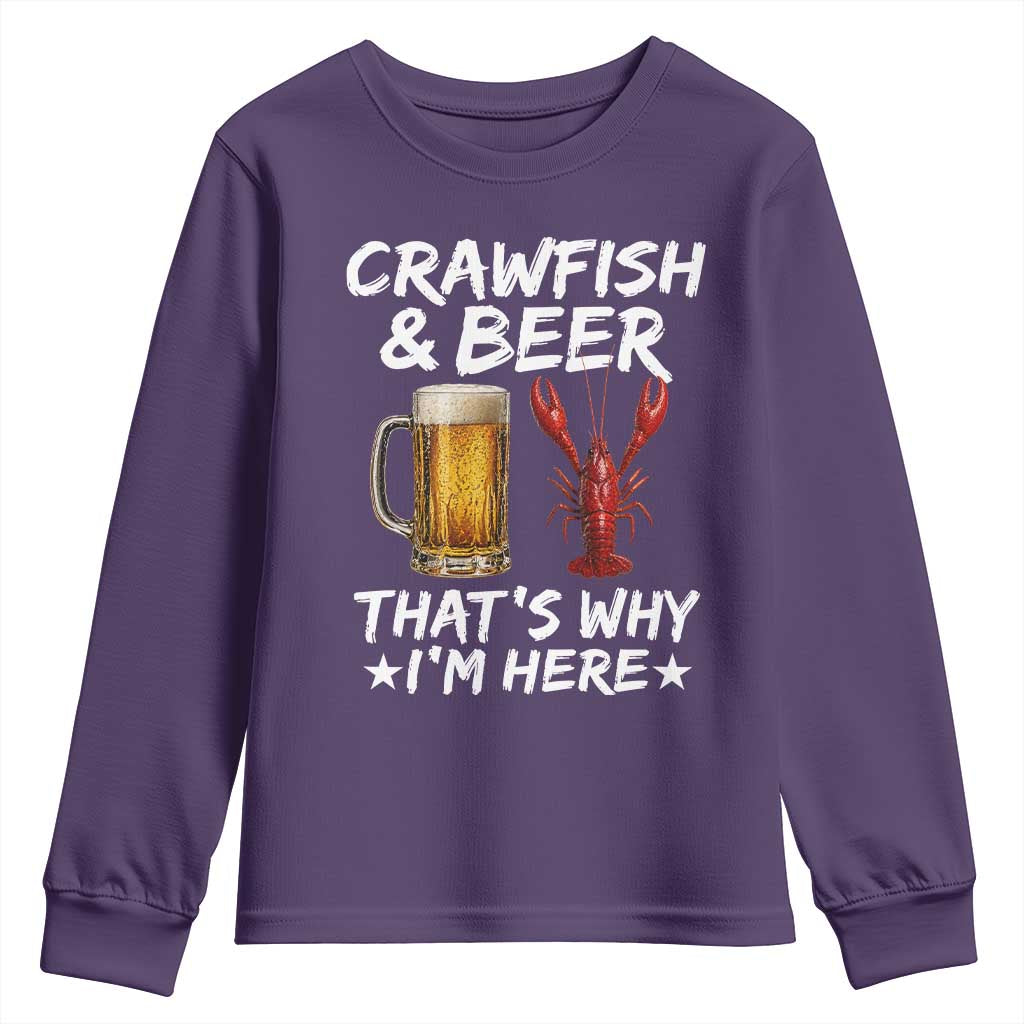 Crawfish Beer Lovers Youth Sweatshirt Funny Crawfish Cajun Seafood Festival Daddy Crawfish TS10 Purple Print Your Wear