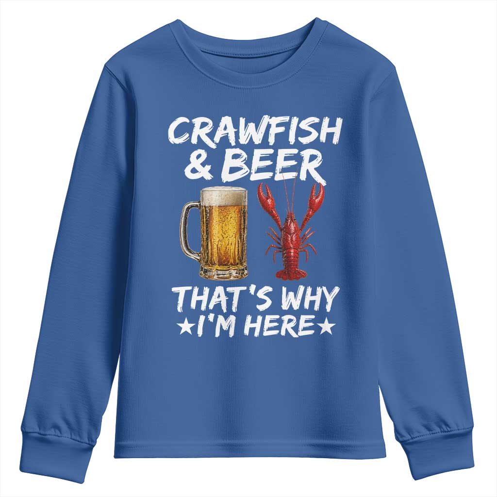 Crawfish Beer Lovers Youth Sweatshirt Funny Crawfish Cajun Seafood Festival Daddy Crawfish TS10 Royal Blue Print Your Wear
