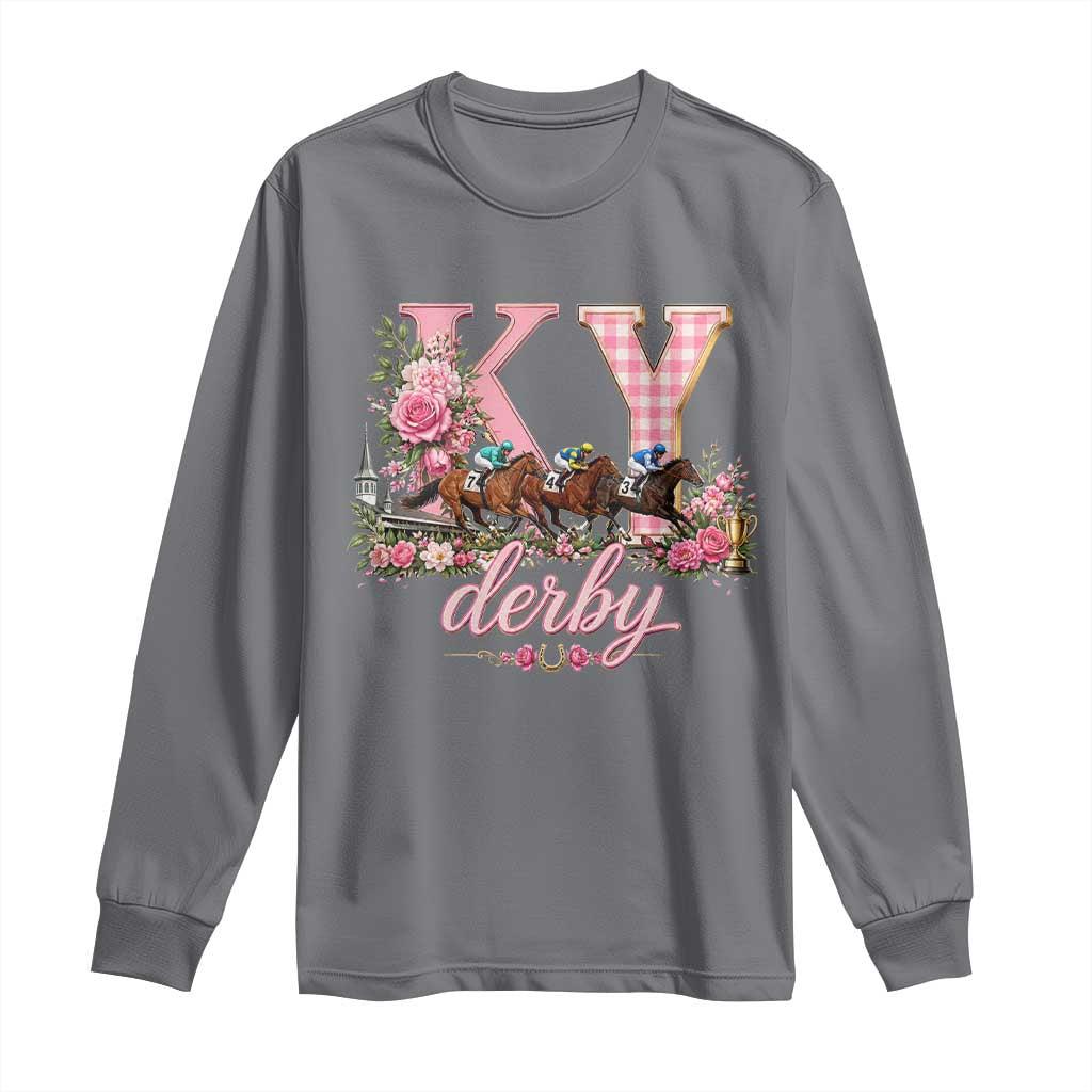 Horse Racing KY Derby Day Vibes Long Sleeve Shirt This is My Derby Day Dress TS10 Charcoal Print Your Wear
