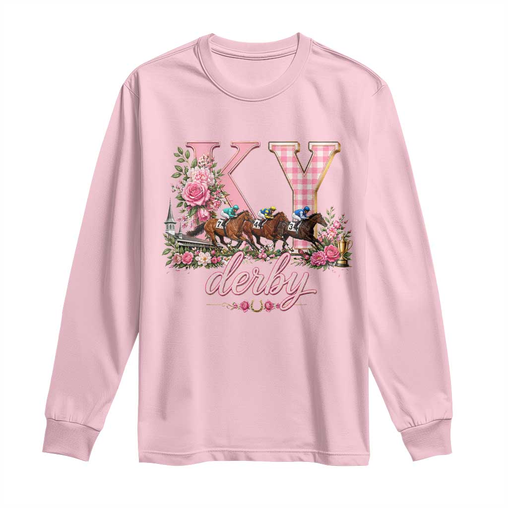 Horse Racing KY Derby Day Vibes Long Sleeve Shirt This is My Derby Day Dress TS10 Light Pink Print Your Wear