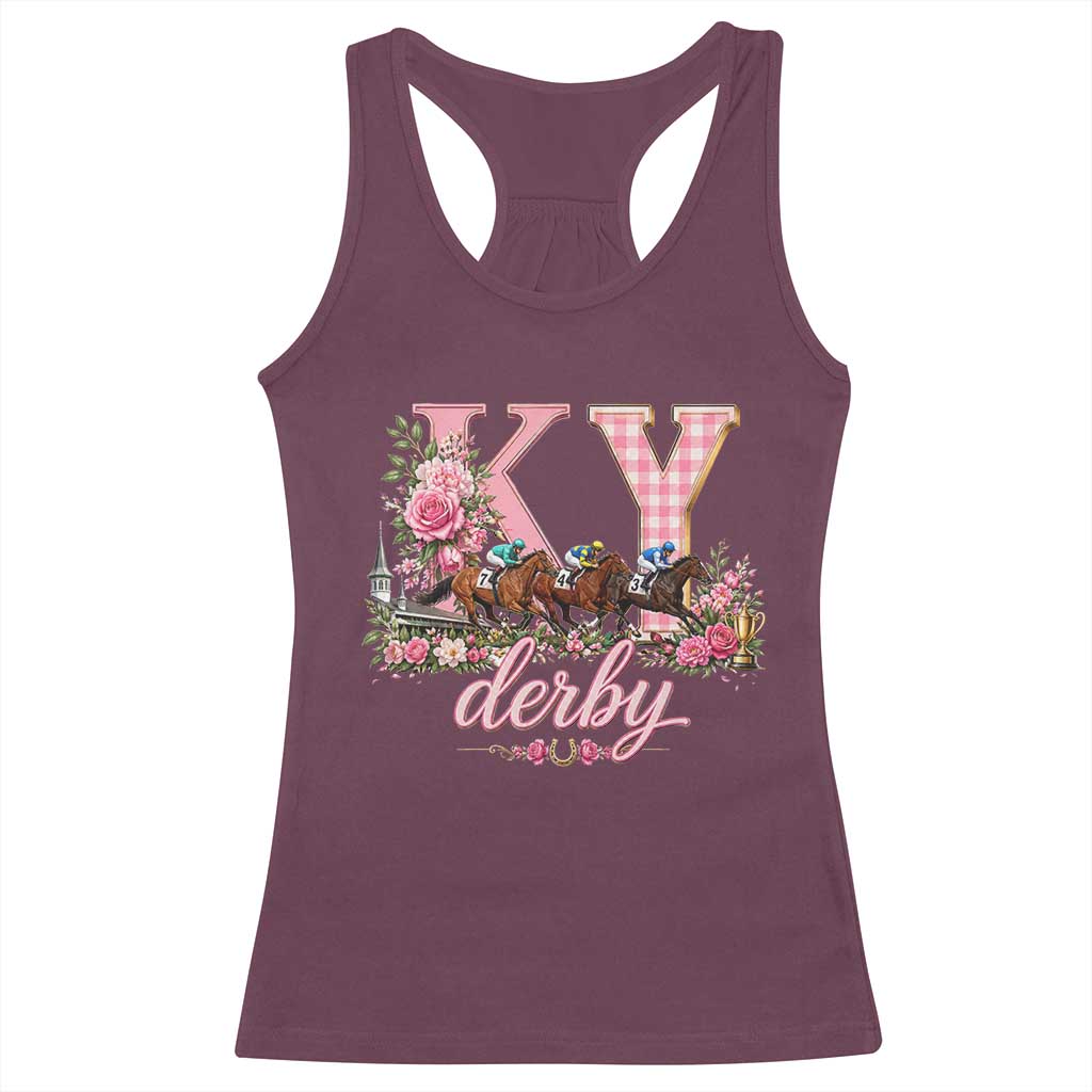 Horse Racing KY Derby Day Vibes Racerback Tank Top This is My Derby Day Dress TS10 Maroon Print Your Wear