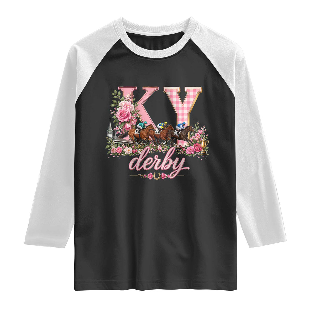Horse Racing KY Derby Day Vibes Raglan Shirt This is My Derby Day Dress TS10 Black White Print Your Wear