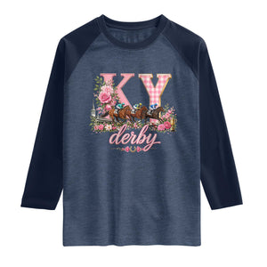 Horse Racing KY Derby Day Vibes Raglan Shirt This is My Derby Day Dress TS10 Heather Denim Navy Print Your Wear