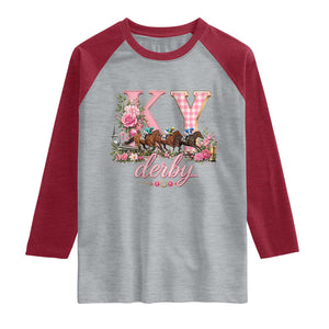 Horse Racing KY Derby Day Vibes Raglan Shirt This is My Derby Day Dress TS10 Heather Gray Heather Red Print Your Wear