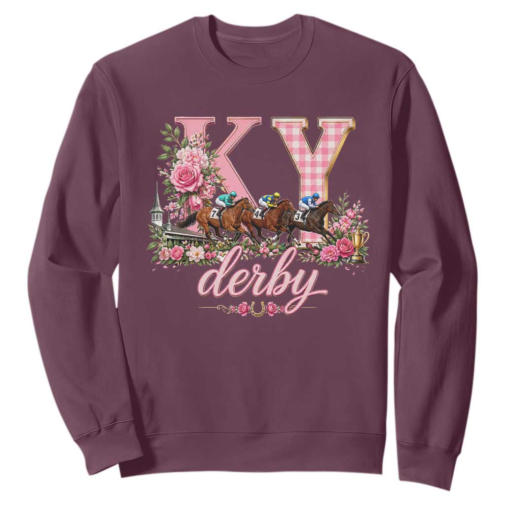 Horse Racing KY Derby Day Vibes Sweatshirt This is My Derby Day Dress TS10 Maroon Print Your Wear