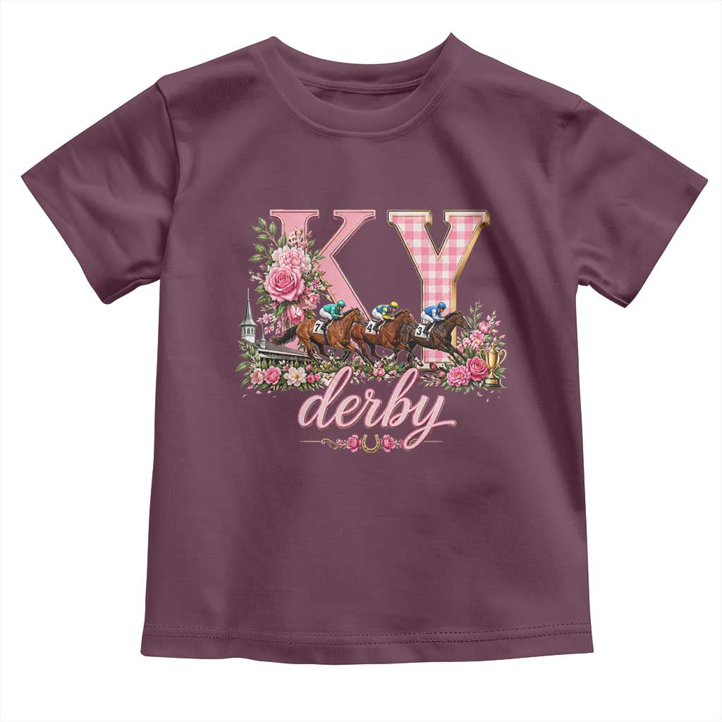 Horse Racing KY Derby Day Vibes Toddler T Shirt This is My Derby Day Dress TS10 Maroon Print Your Wear