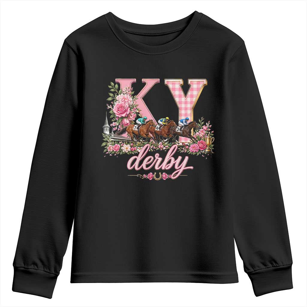 Horse Racing KY Derby Day Vibes Youth Sweatshirt This is My Derby Day Dress TS10 Black Print Your Wear