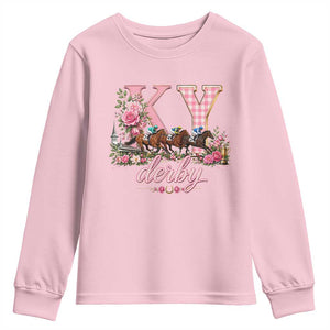 Horse Racing KY Derby Day Vibes Youth Sweatshirt This is My Derby Day Dress TS10 Light Pink Print Your Wear