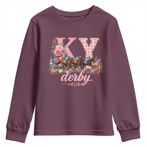Horse Racing KY Derby Day Vibes Youth Sweatshirt This is My Derby Day Dress TS10 Maroon Print Your Wear