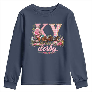 Horse Racing KY Derby Day Vibes Youth Sweatshirt This is My Derby Day Dress TS10 Navy Print Your Wear
