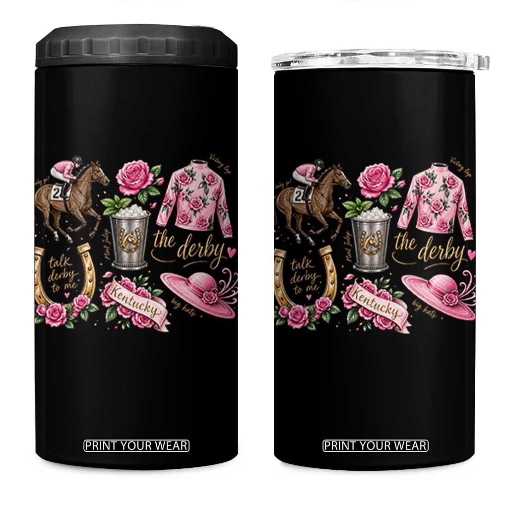 Horse Racing Derby Day 4 in 1 Can Cooler Tumbler Doodles Funny Silks Jockey TS10 One Size: 16 oz Black Print Your Wear