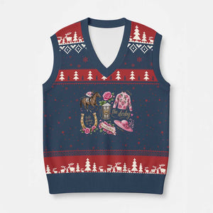 Horse Racing Derby Day V-Neck Knit Sweater Vest Doodles Funny Silks Jockey TS10 Navy Red Print Your Wear